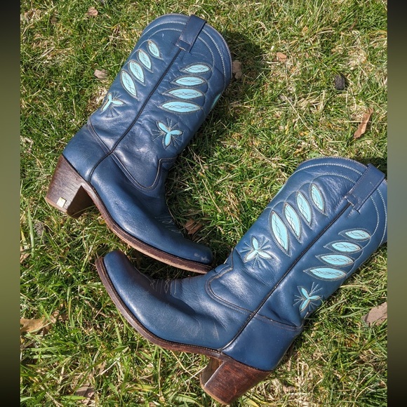 Vintage Blue Cowboy Boots - Picture 3 of 5
